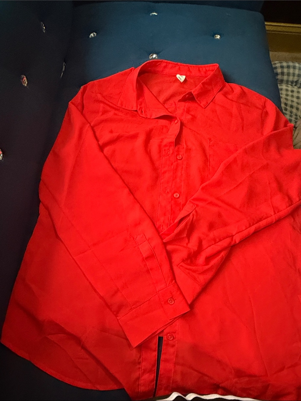 Woman’s Classic Red Button-Up Shirt